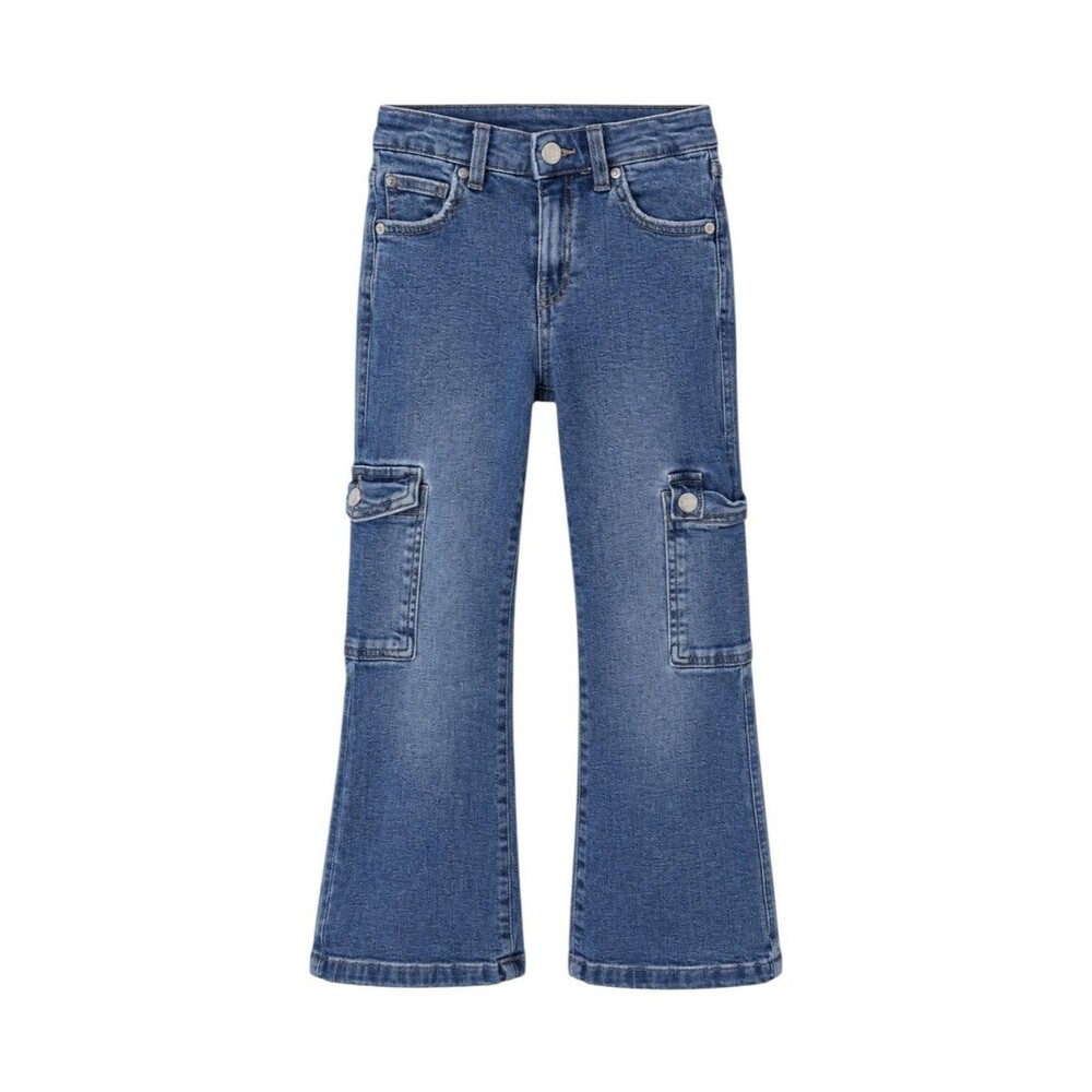 Zara Cargo Carpenter Pocket Jeans Medium Wash Denim Girls Back To School Size 8